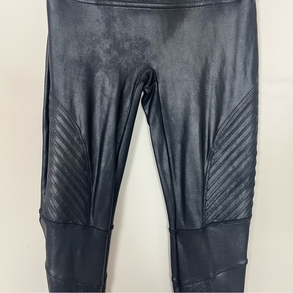 SPANX MOTO FAUX LEATHER LEGGINGS IN BLACK SIZE LARGE - Picture 11 of 16